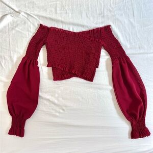 SOLD - Elegant Off-Shoulder Red Top